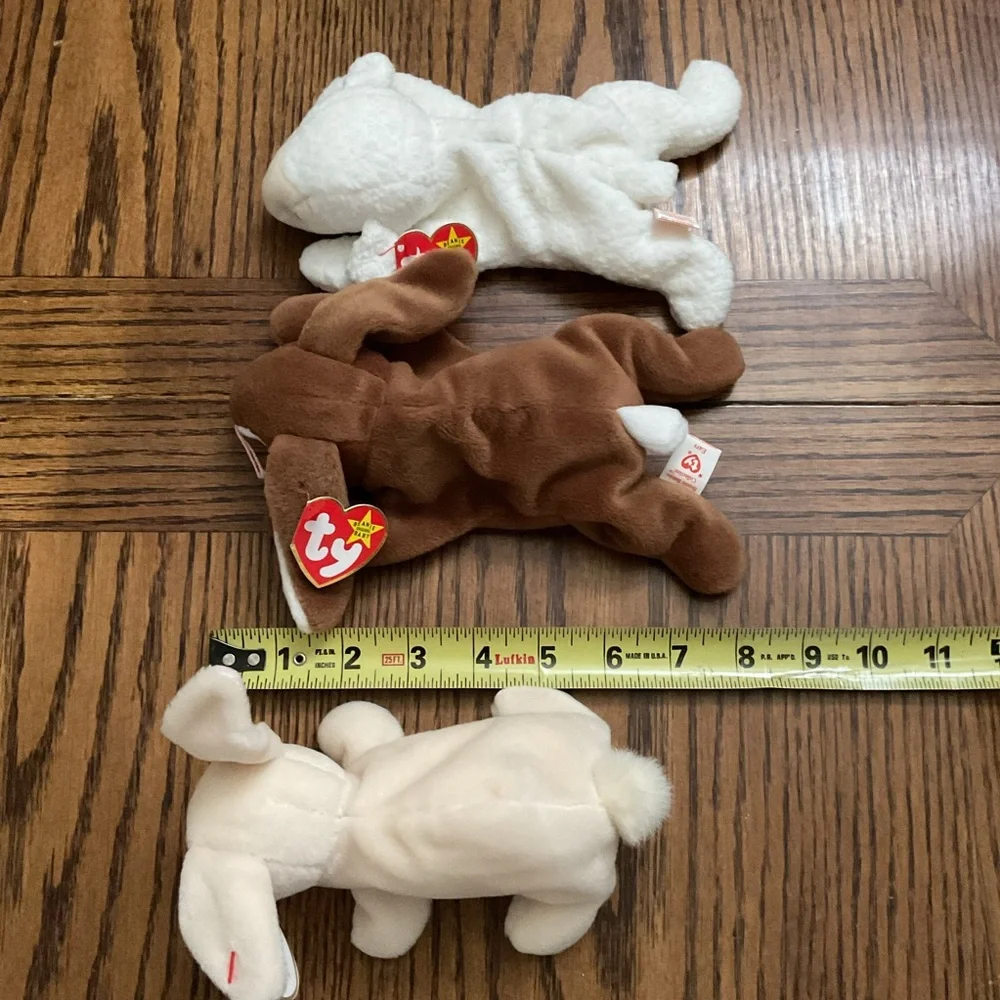 Ty Easter 🐣 bunny rabbits Ears & Nibbler & lamb Fleece beanie babies set